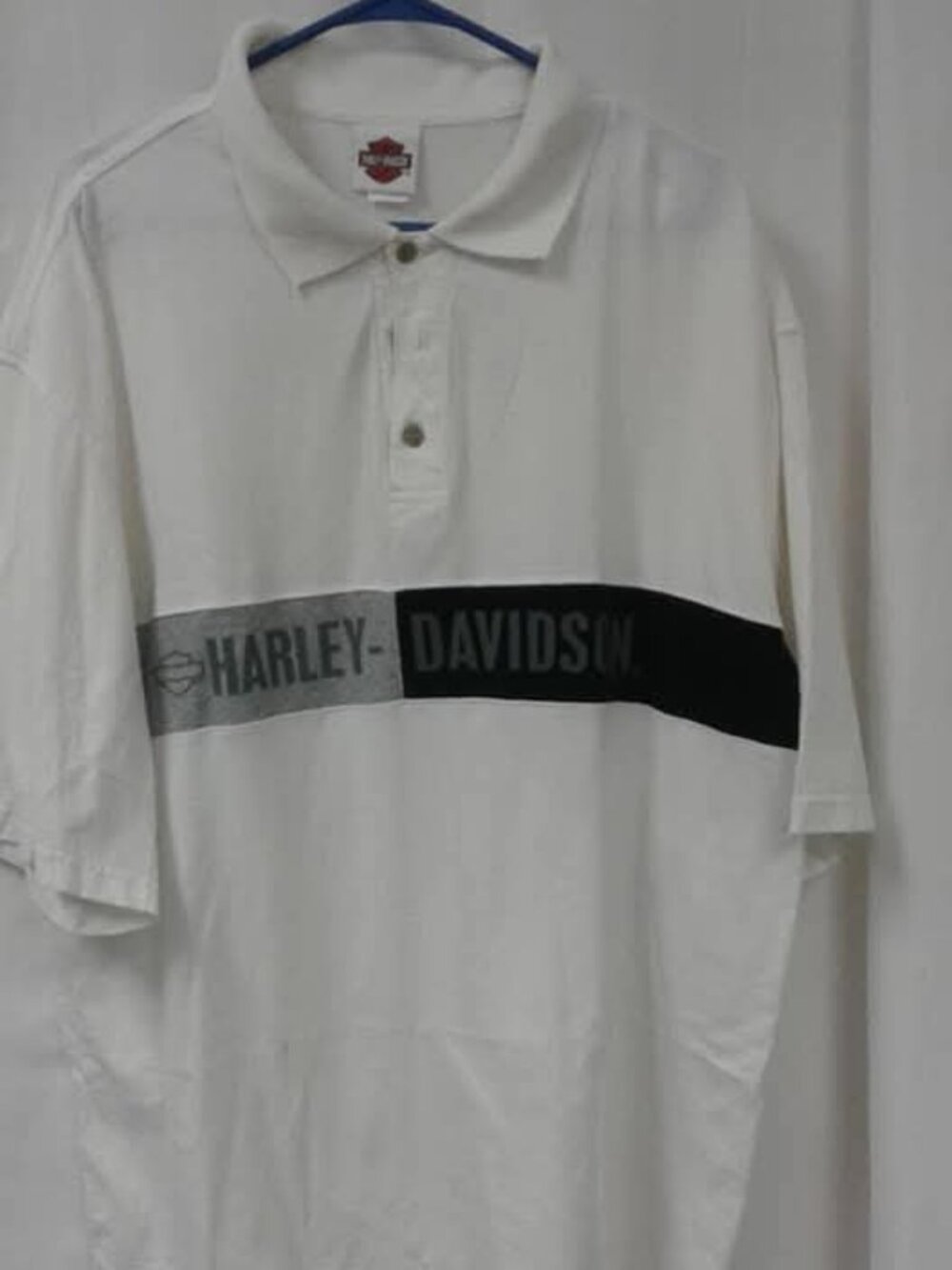 XL 3 button up Harley-Davidson polo pullover with white with black/grey stripe